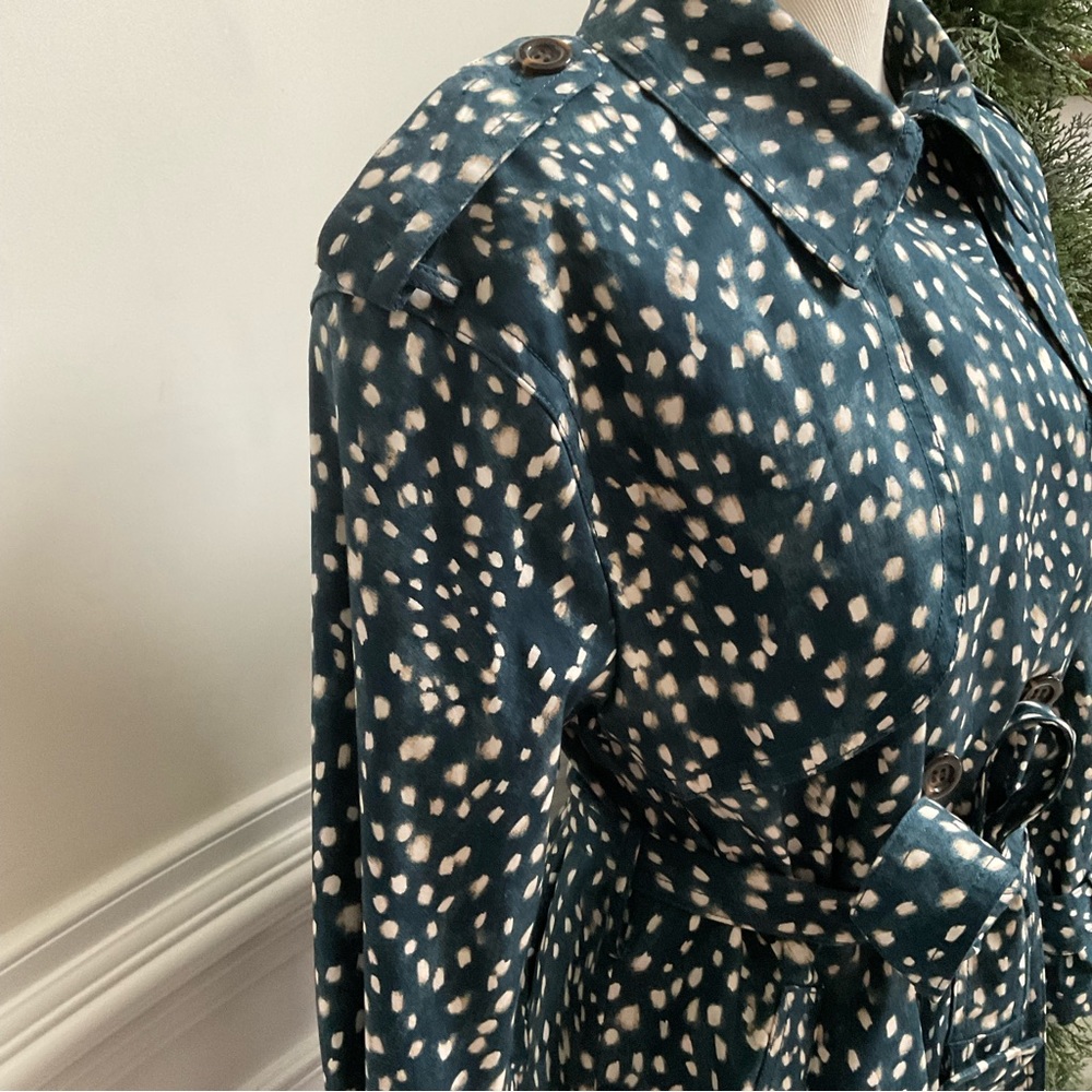 Ann Taylor Spotted Modern Trench Coat Size Large - Picture 7 of 16